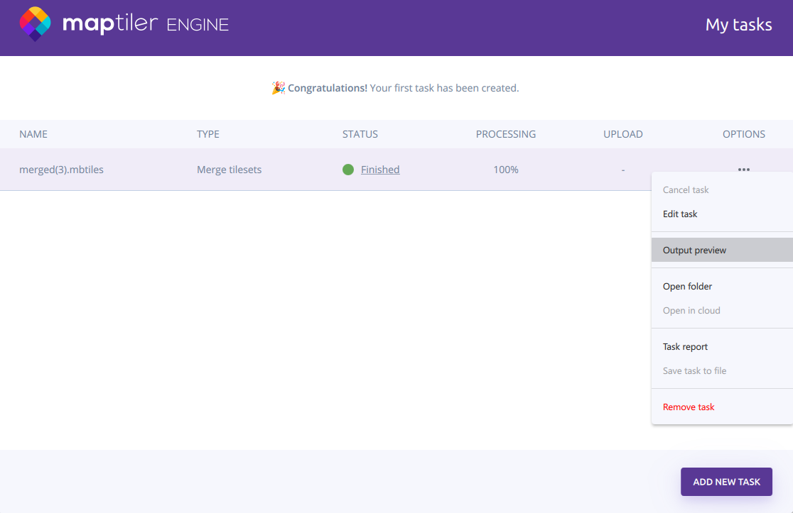 Preview output